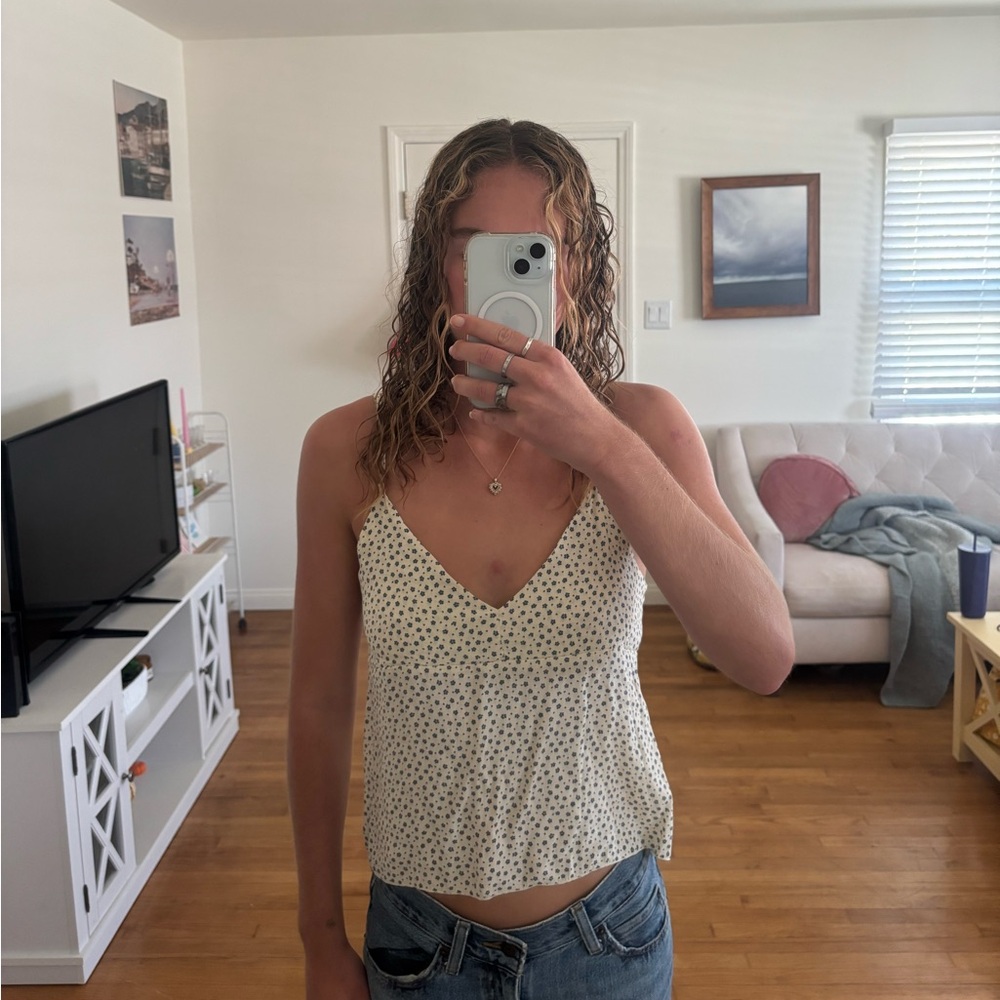 Brandy Melville Cream Floral Camisole